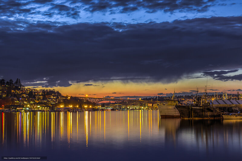 Evening lights on the harbor