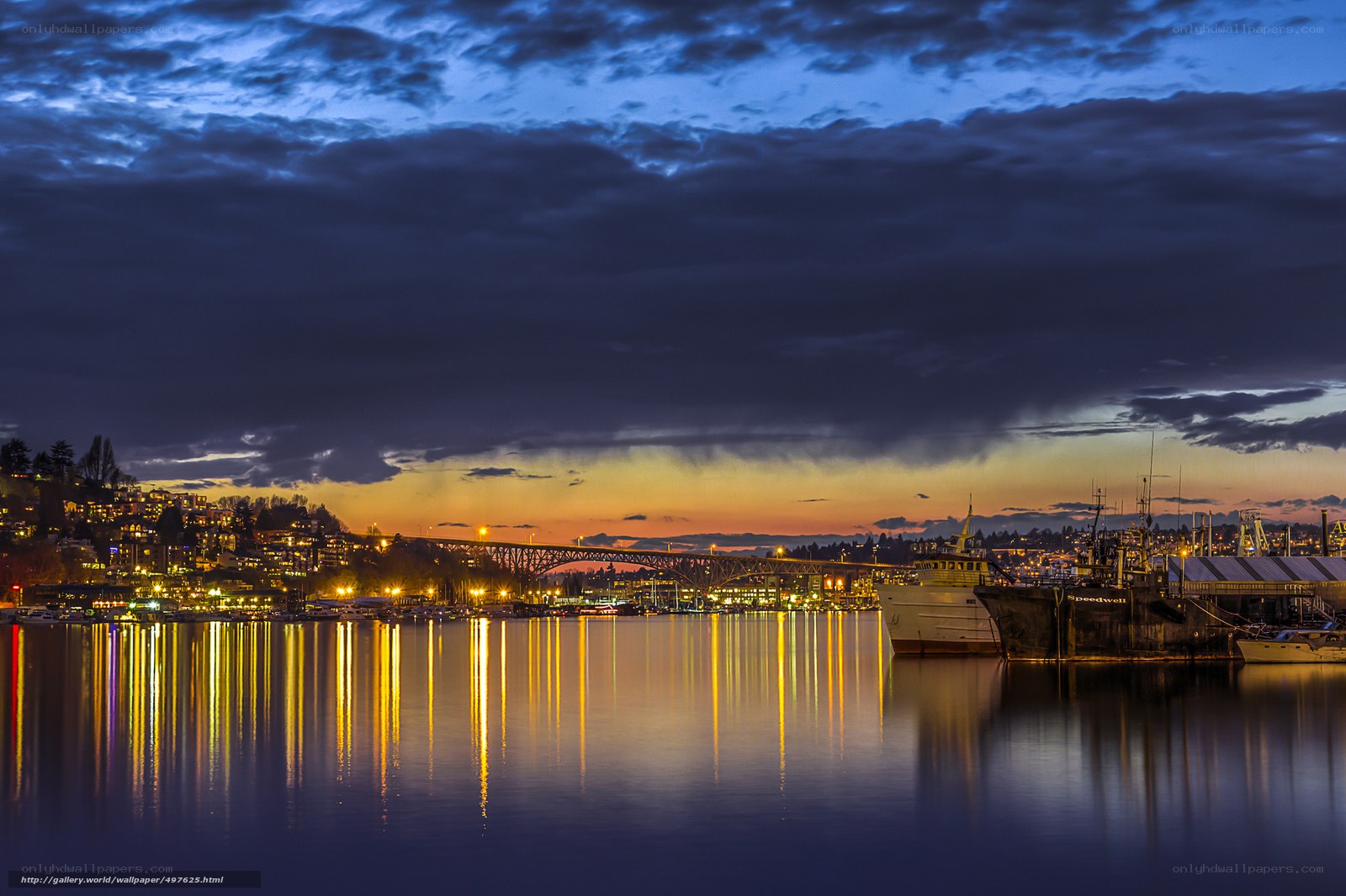 Evening lights on the harbor