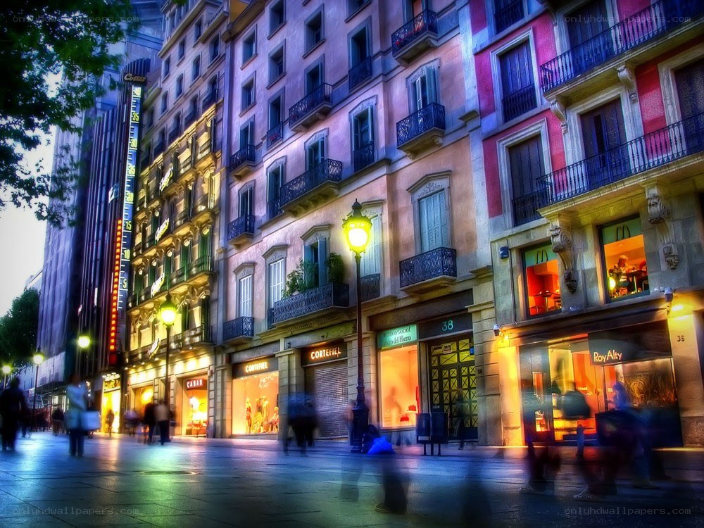 Evening on a busy city street