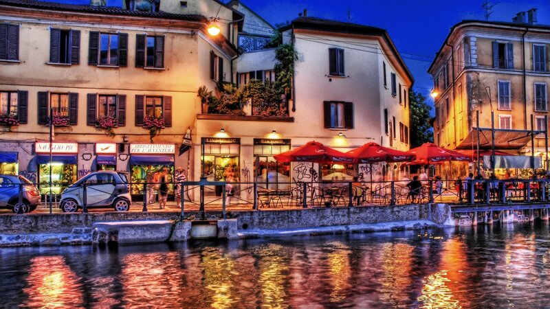 Evening on a canal in Italy