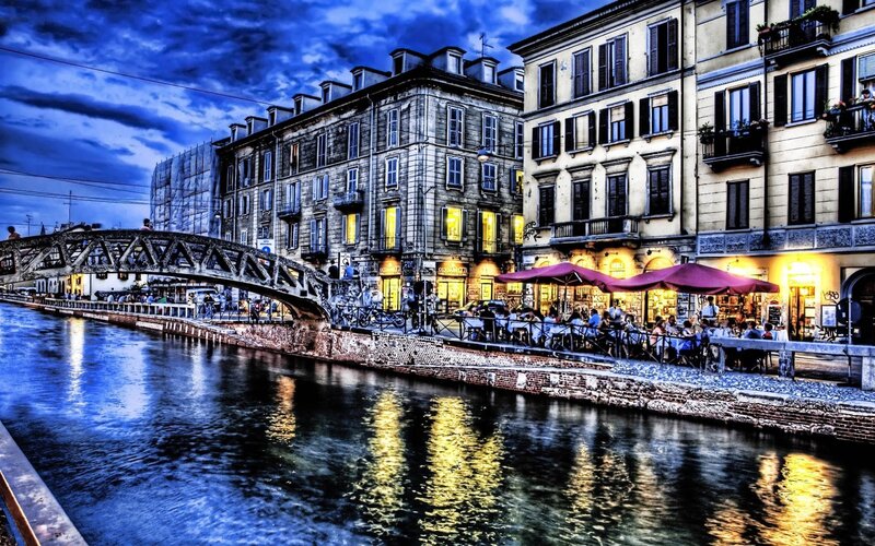 Evening on a canal in Milan