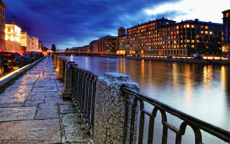 Evening on a city river