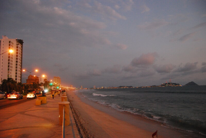 evening on a coastal promenade