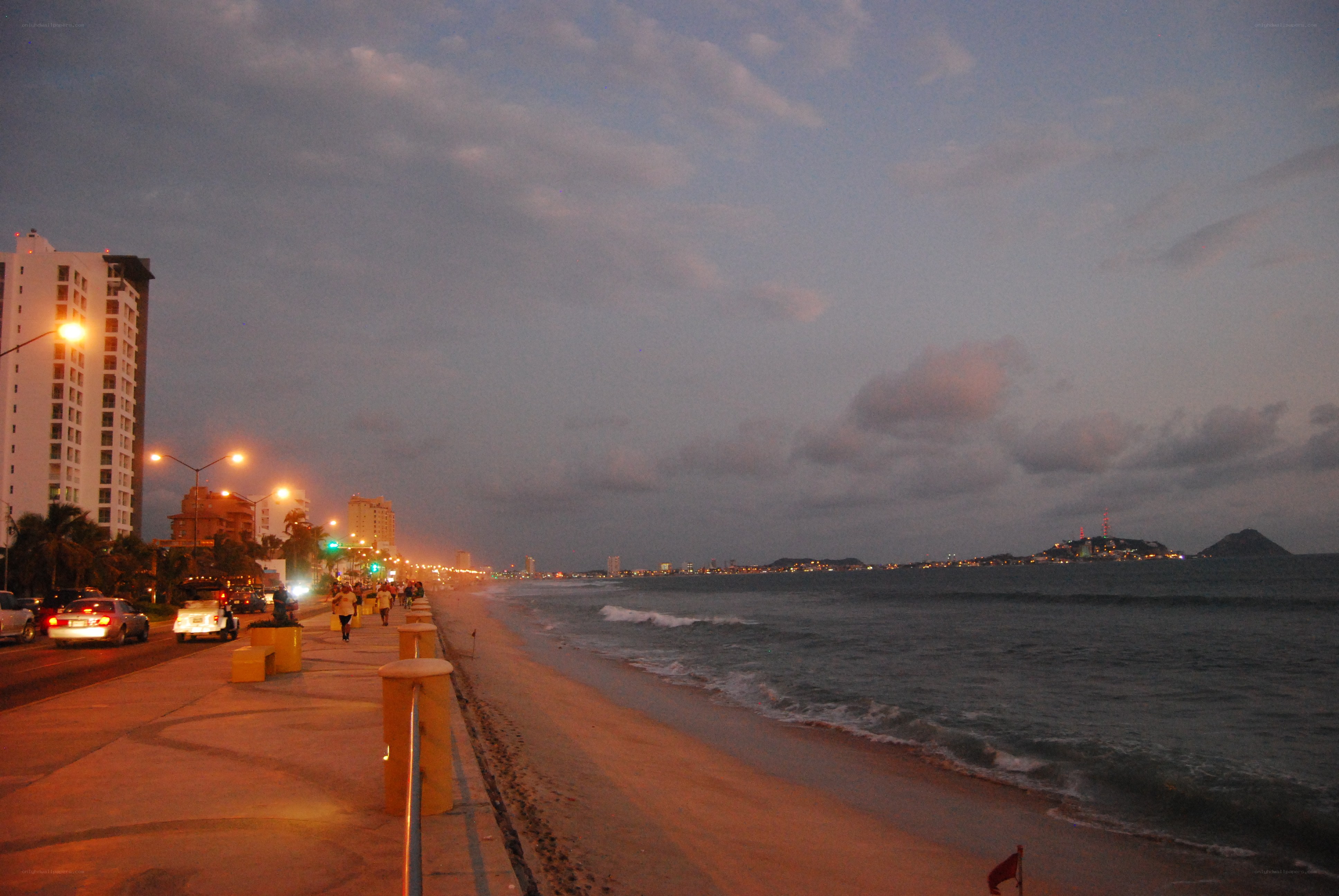 evening on a coastal promenade