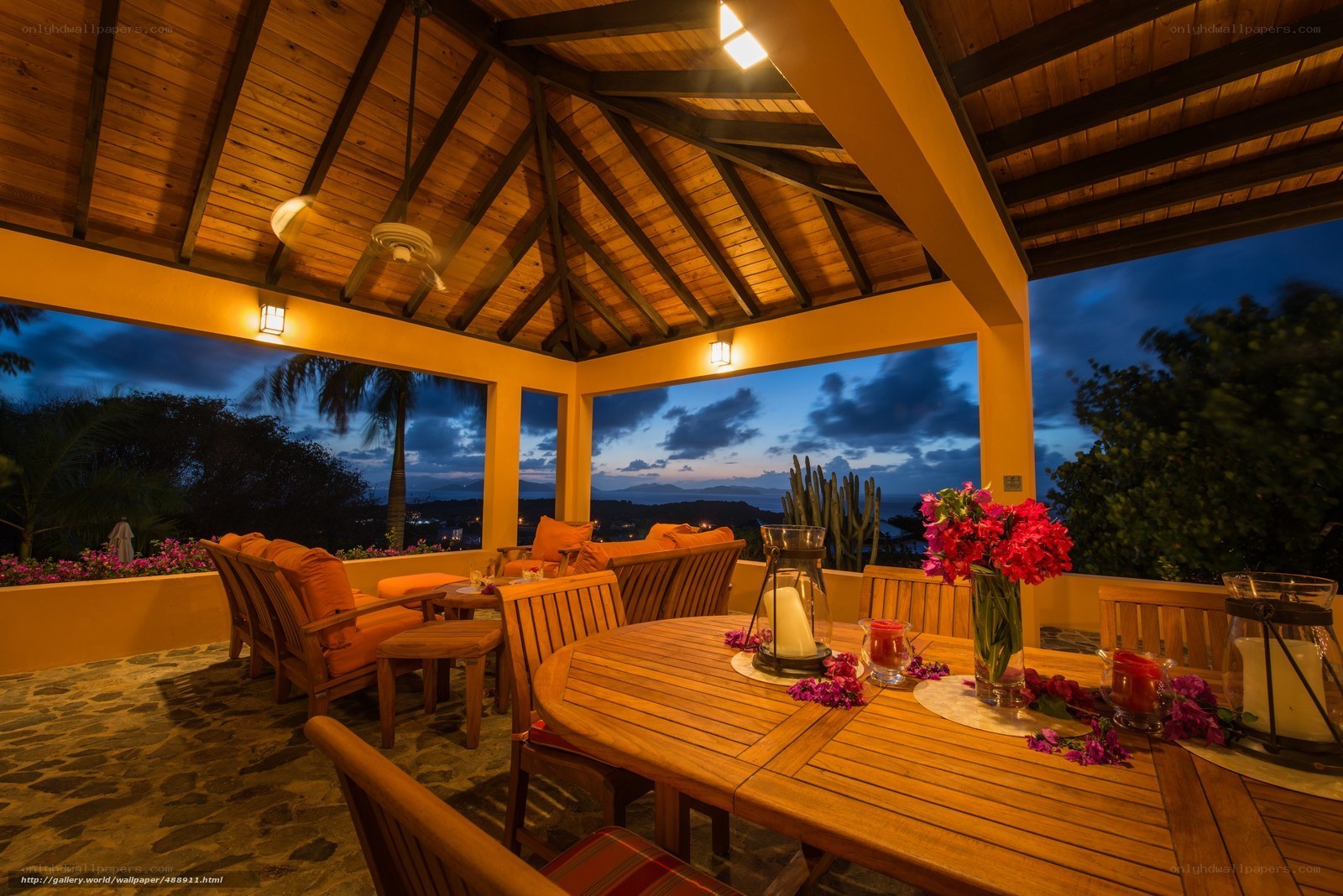 Evening patio with ocean view