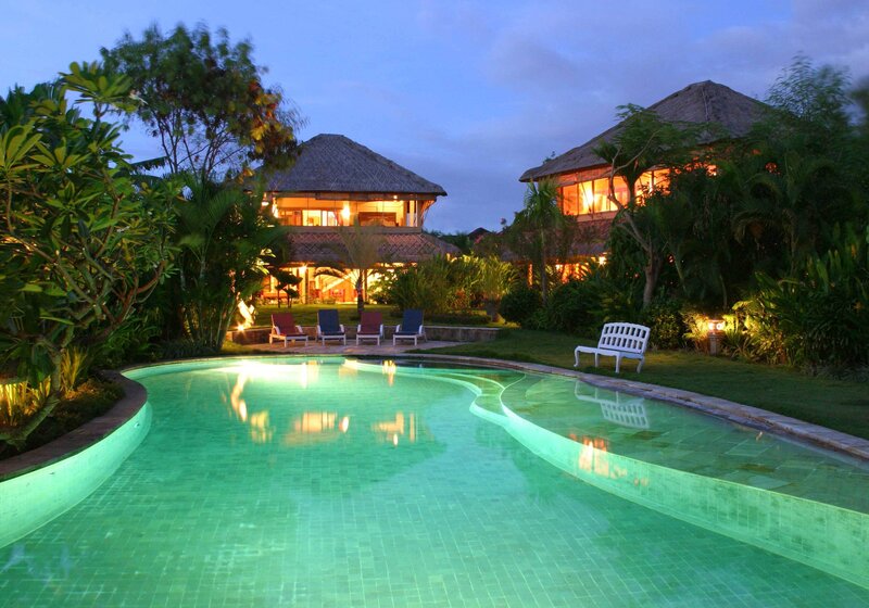 Evening pool at tropical villa