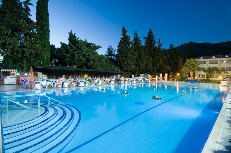 Evening poolside dinner at resort