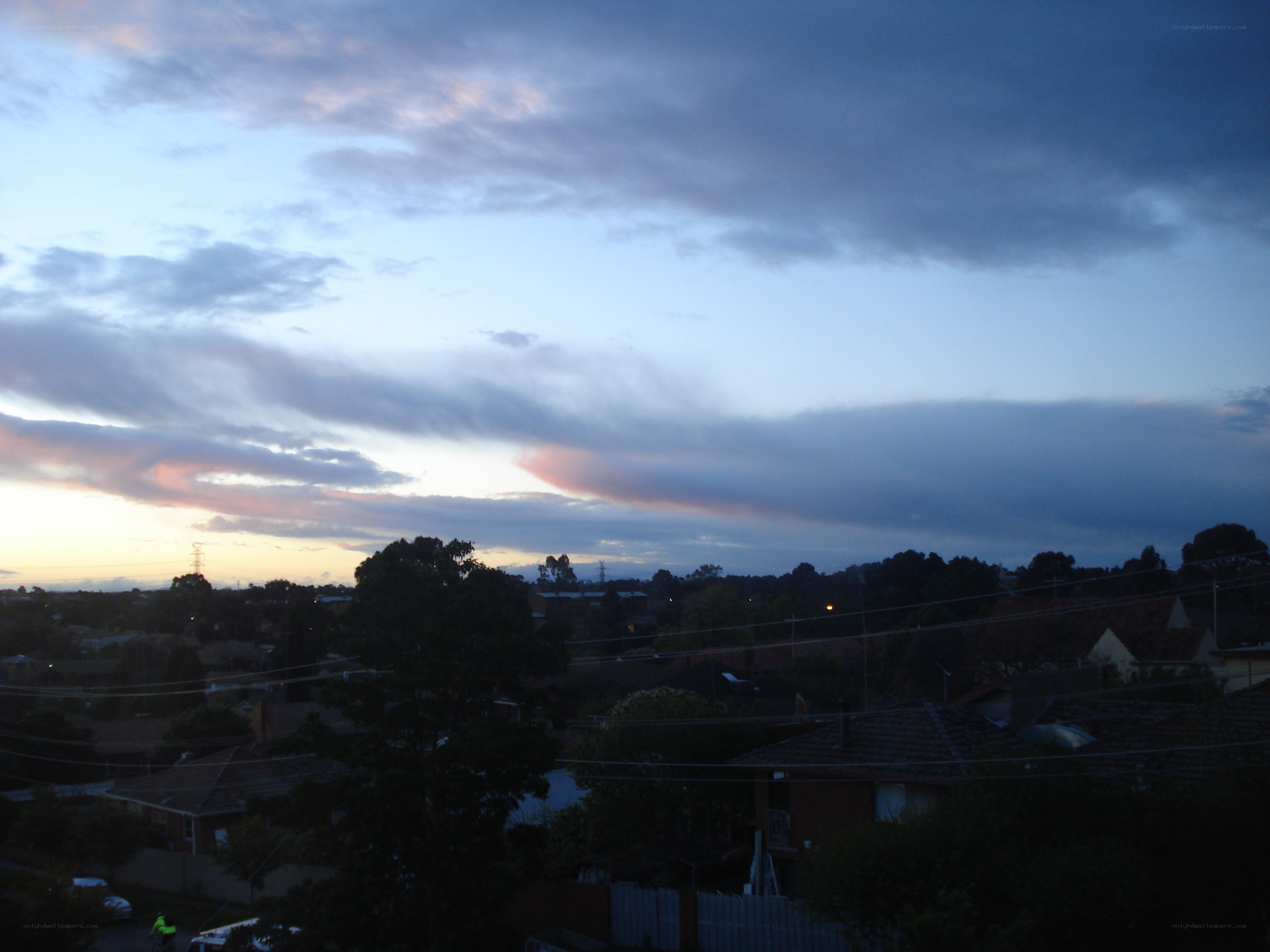 Evening sky over suburban homes