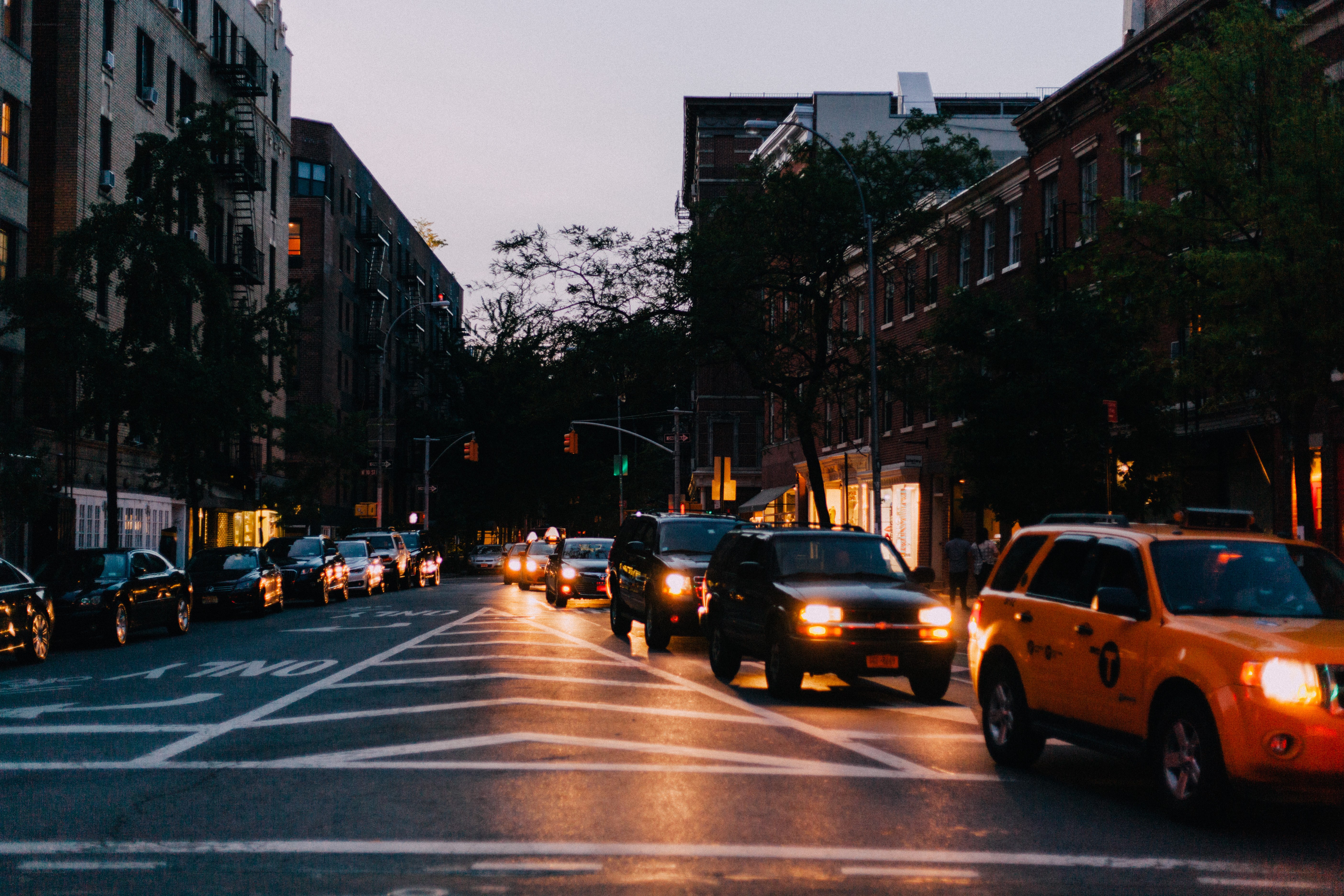Evening traffic in a city street