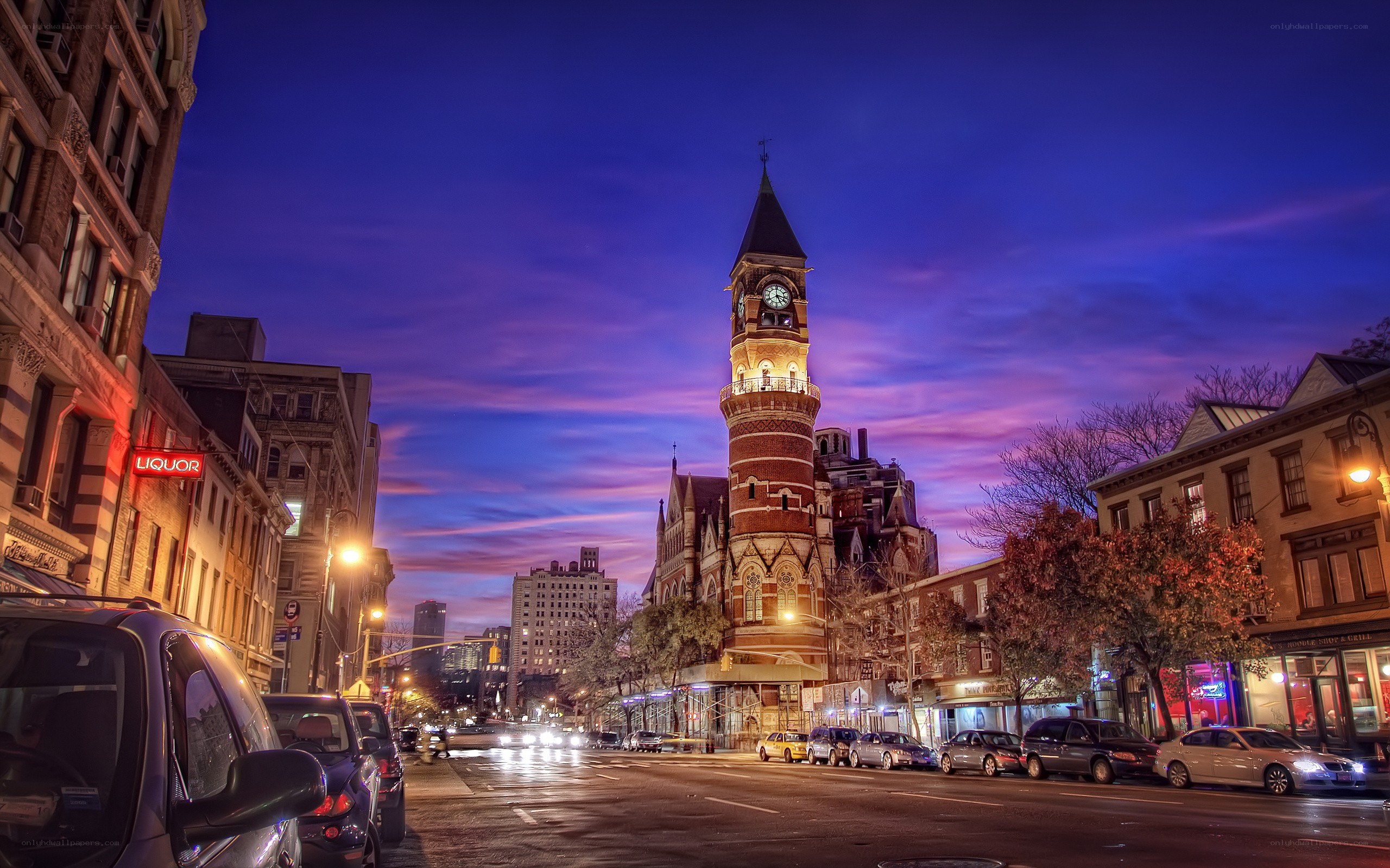 Evening view of a clock tower
