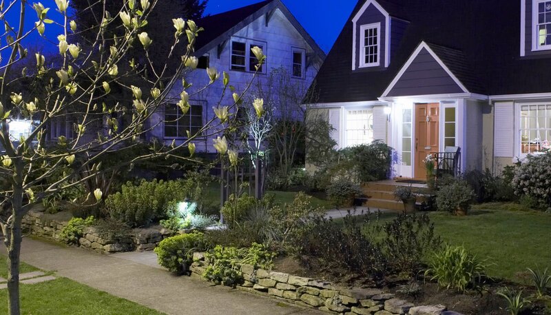 Evening view of a residential home