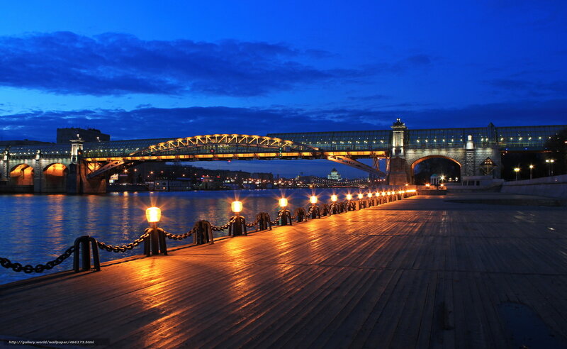 Evening view of a river bridge