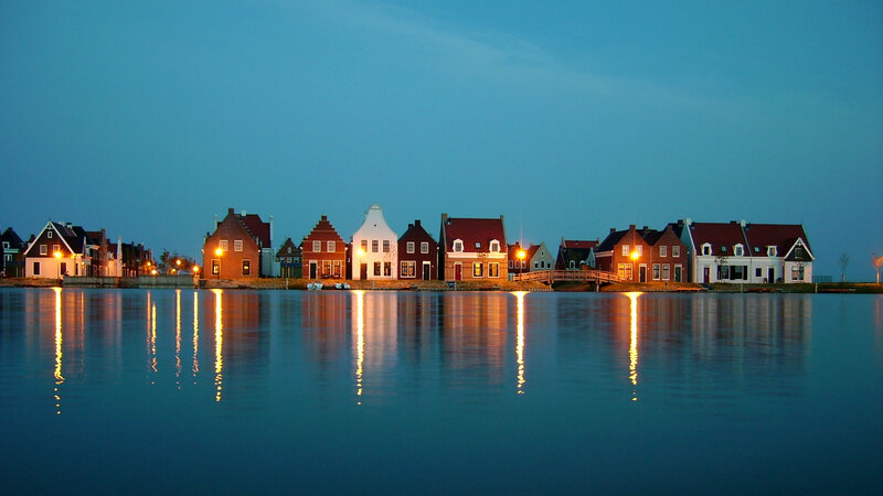 Evening view of Dutch houses
