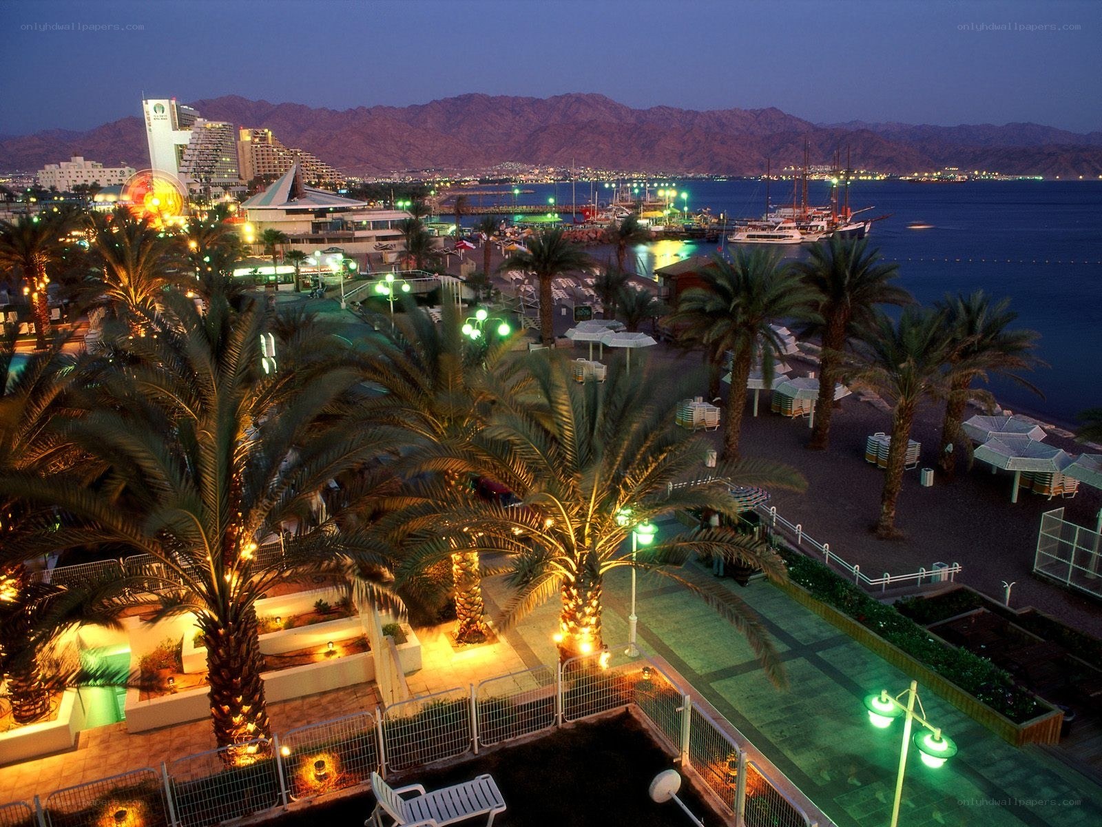 Evening view of Eilat harbor