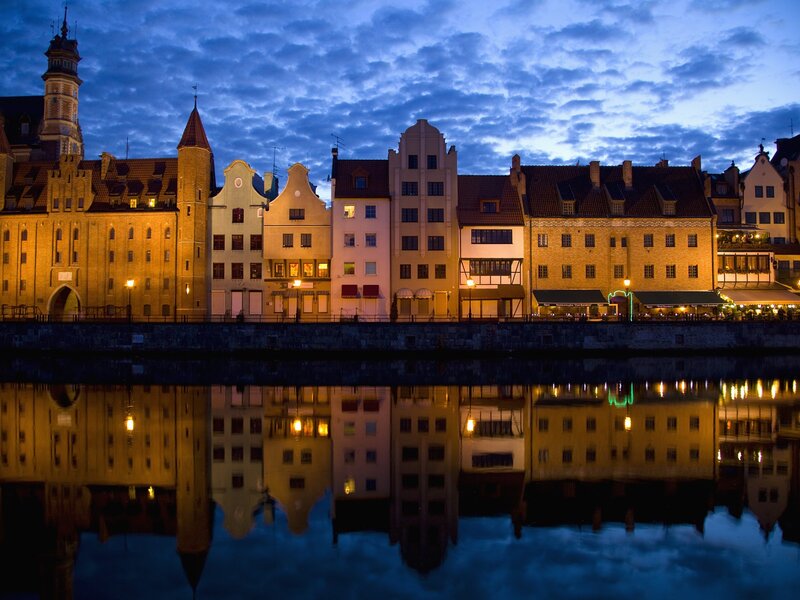 Evening view of Gdansk waterfront