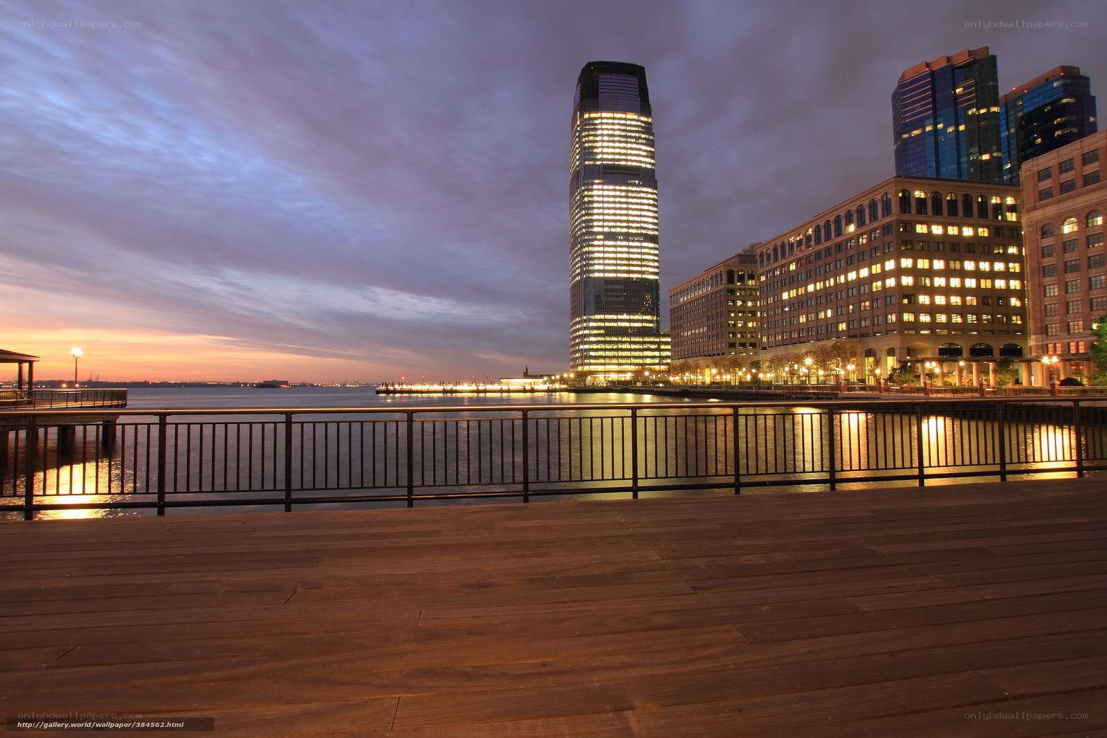 Evening view of Jersey City skyline