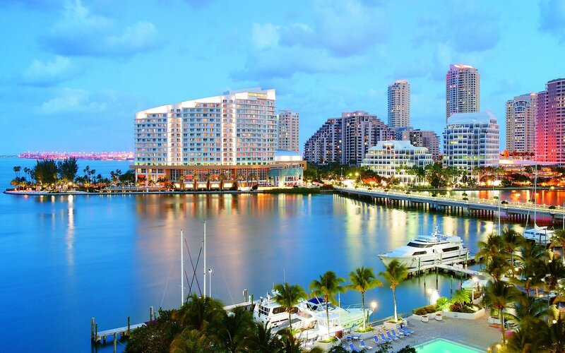 Evening view of Miami waterfront