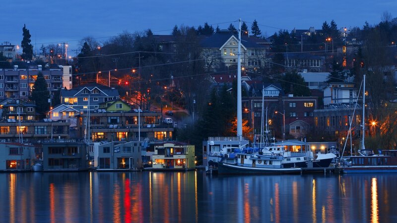 Evening view of Seattle waterfront