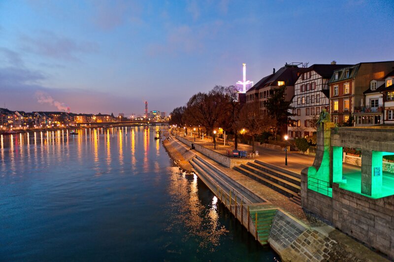 Evening view of the Rhine river