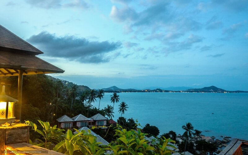 Evening view of tropical resort