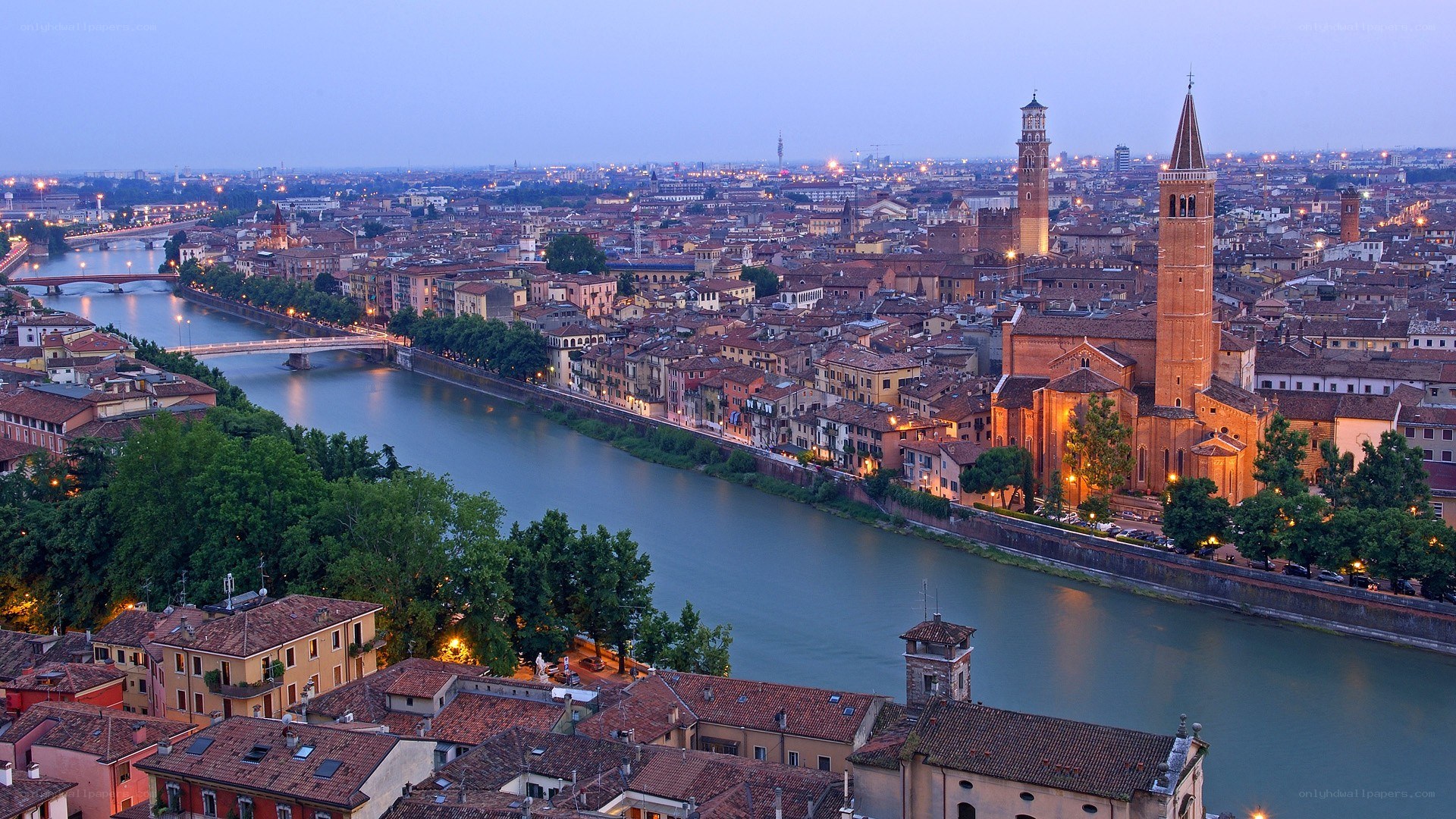 Evening view of Verona