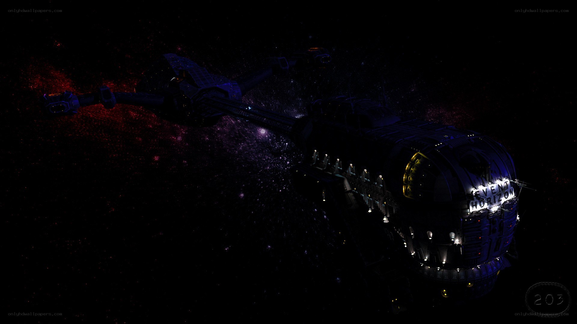 Event Horizon spaceship in space