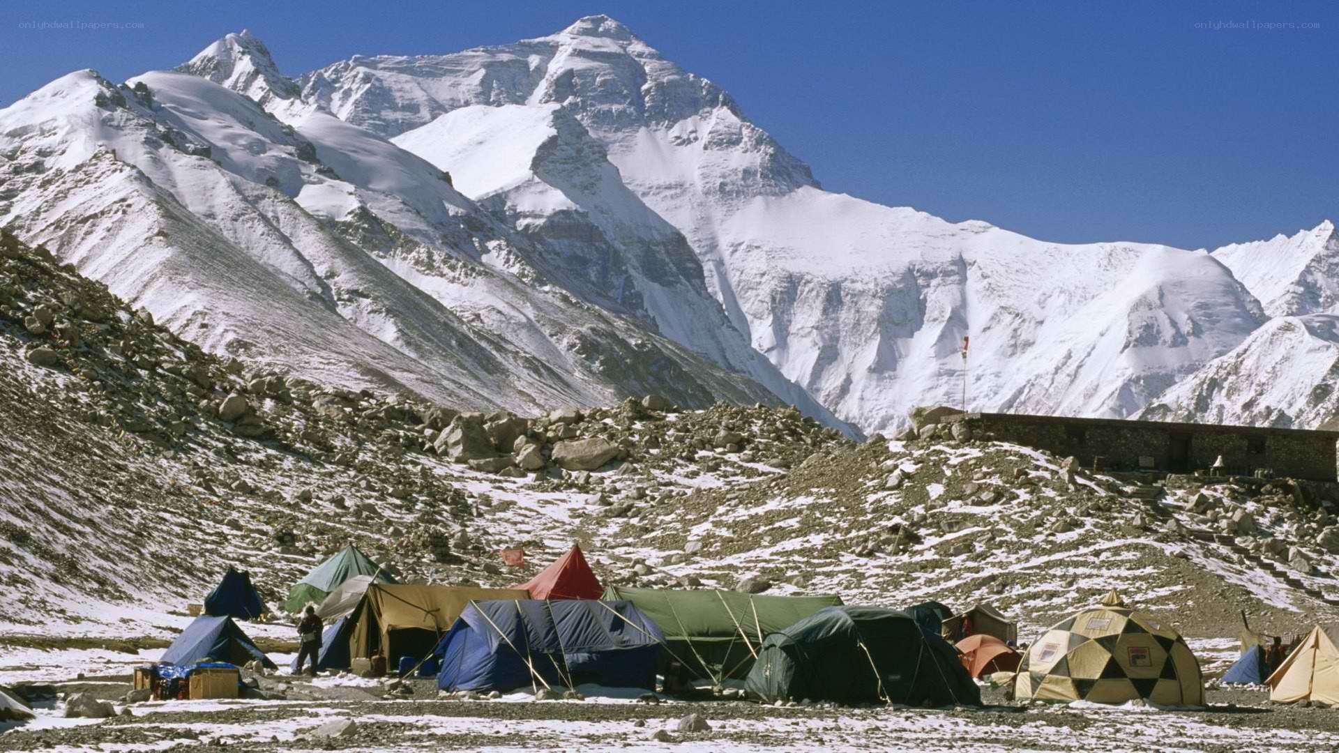 Everest base camp with tents