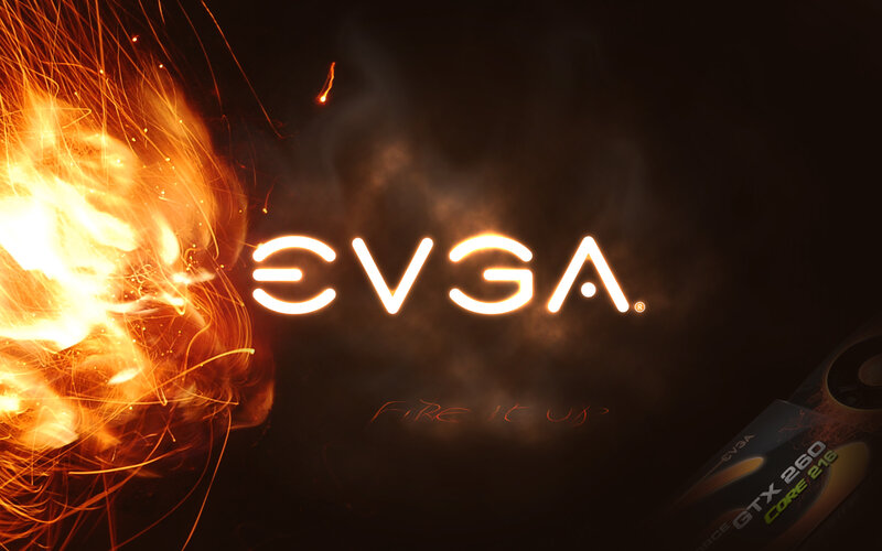 EVGA branding with fire effect