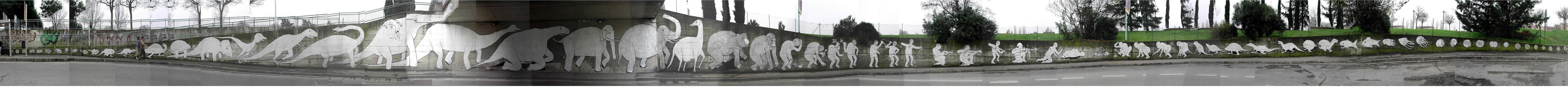 evolution mural on wall