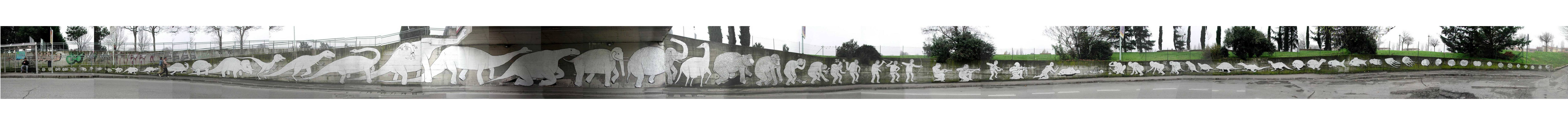 evolution mural on wall