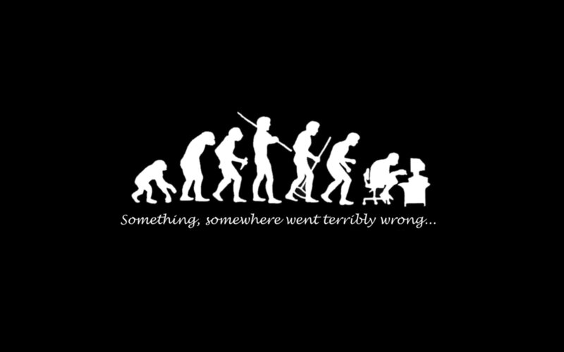 Evolution of Humans — Black, Humorous, Illustration, Silhouette, Computer