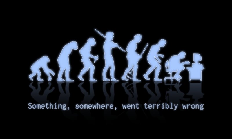 Evolution of Humans — Black, Humorous, Illustration, Silhouette