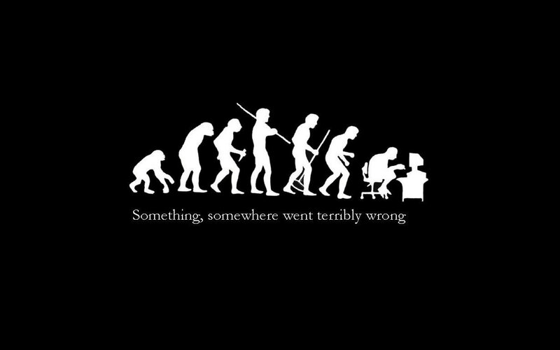 Evolution of Humans — Black, Humorous, Illustration