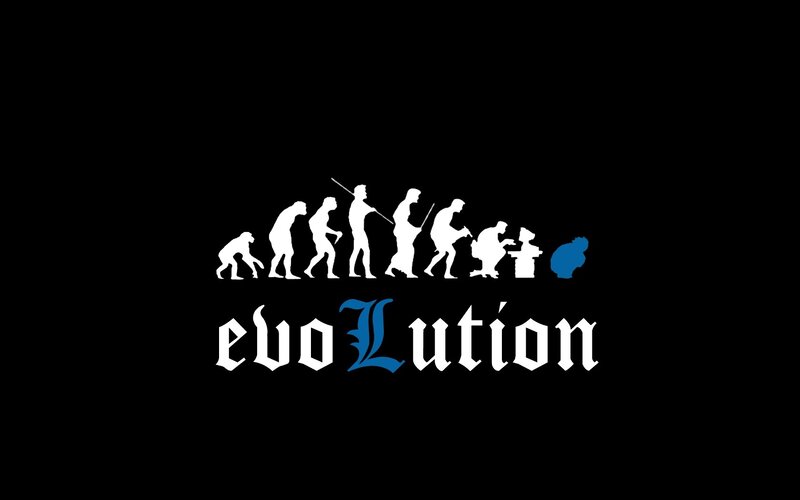 Evolution Sequence — Black, Humorous, Illustration