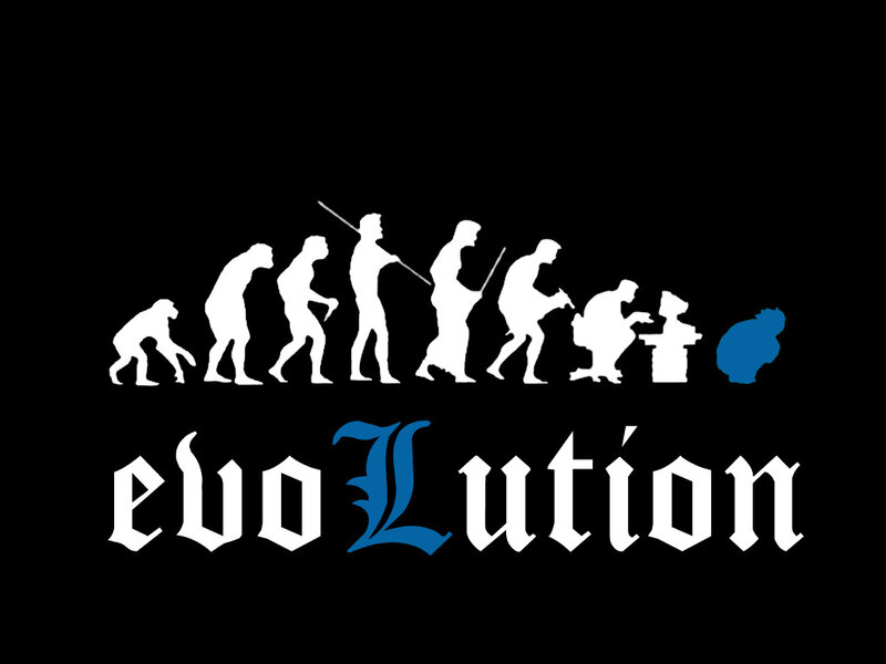 Evolution Sequence — Black, Humorous, Vector Art