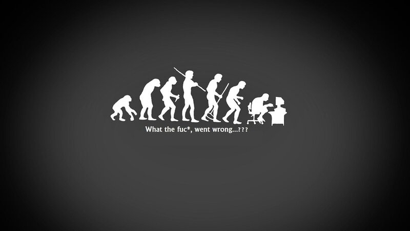 Evolution to Computer User — Black, Humorous