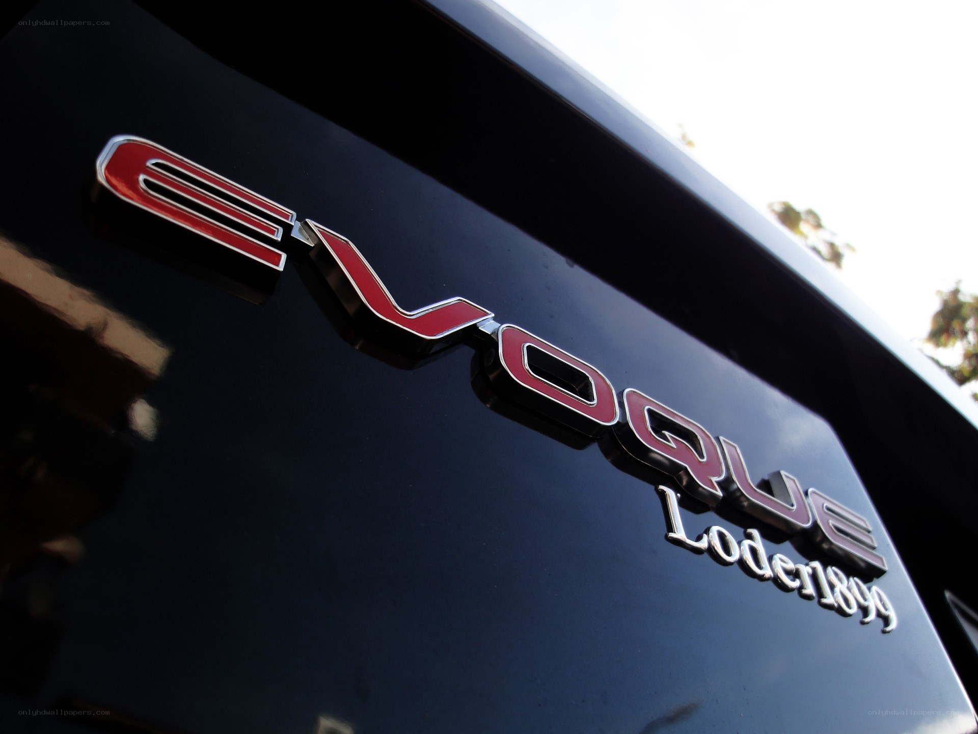 Evoque badge on black car