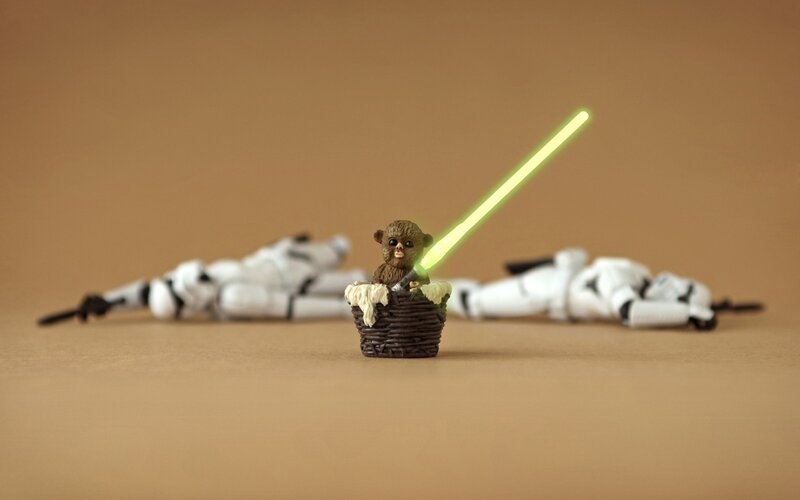 Ewok with lightsaber