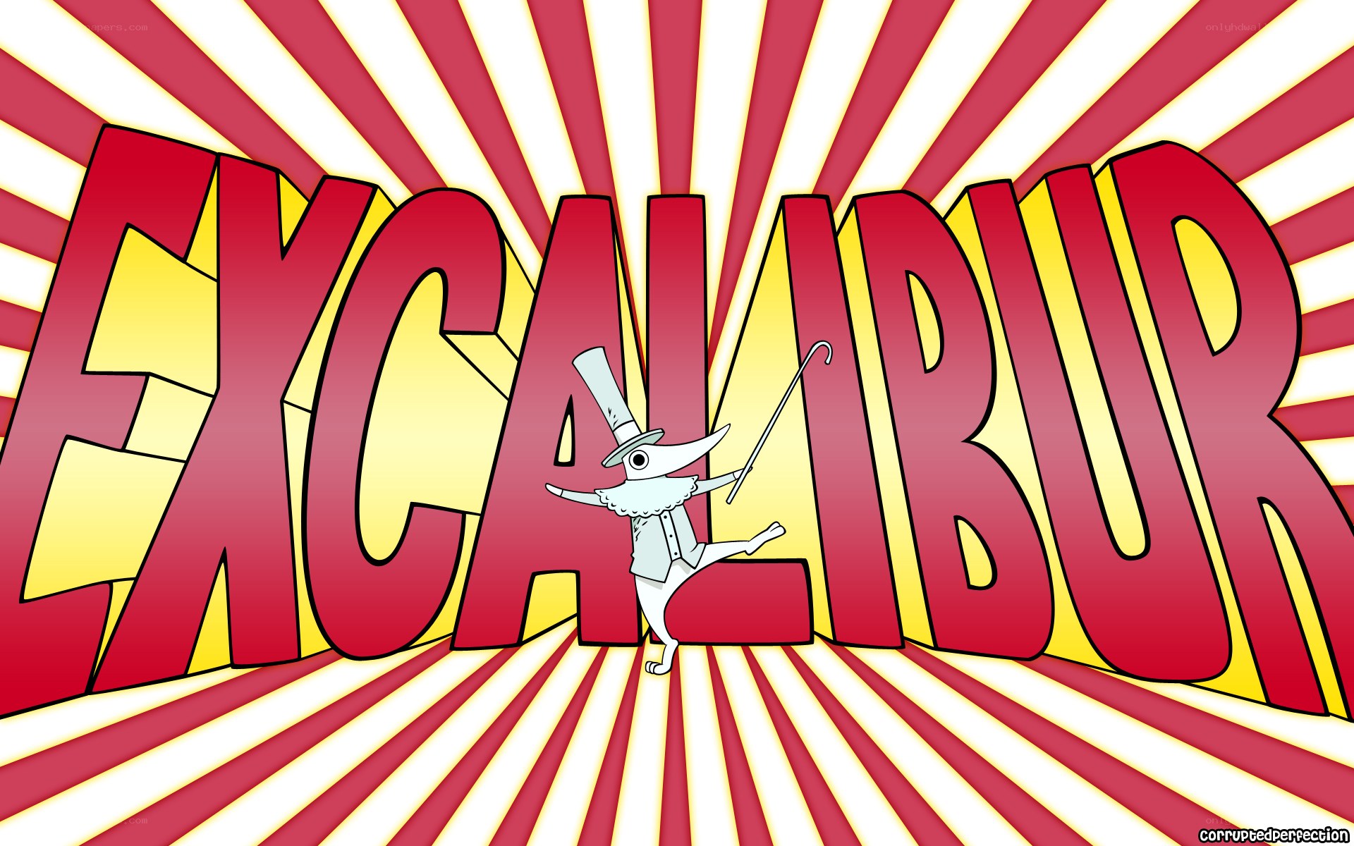Excalibur logo with character