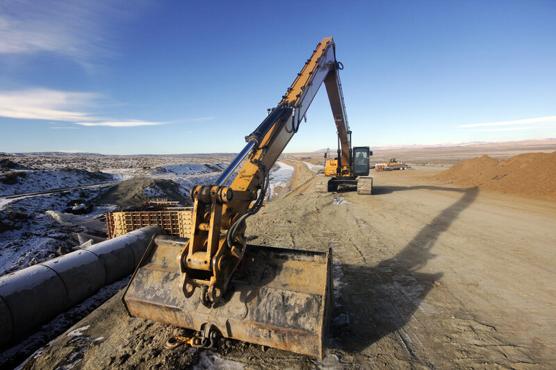 Excavator at Construction Site — Yellow