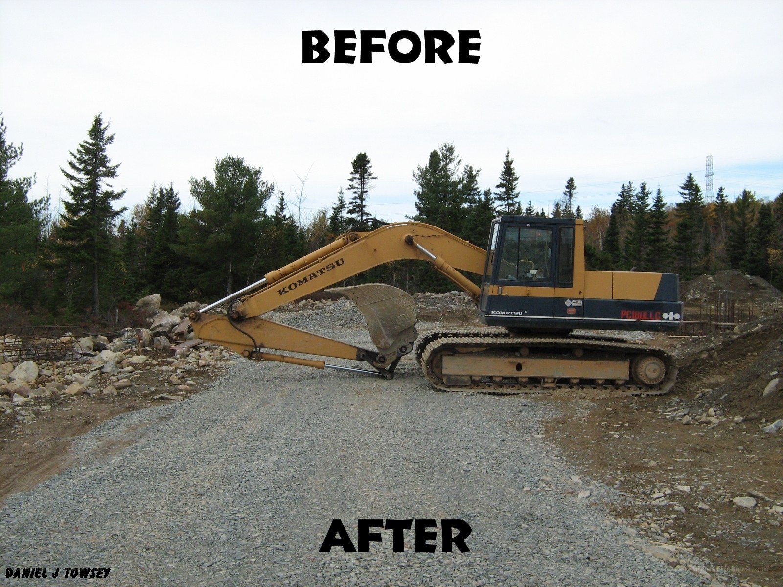 Excavator before and after