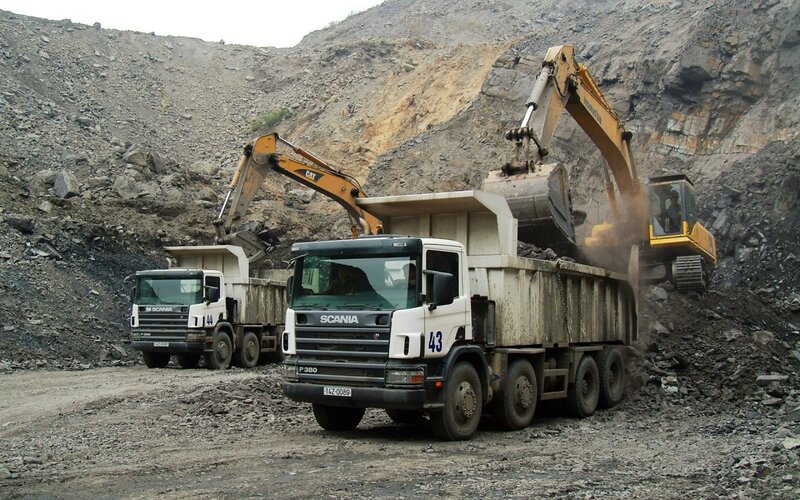 Excavator Loading Truck