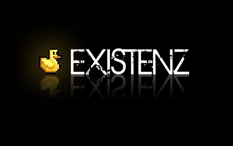Existenz logo with pixel duck