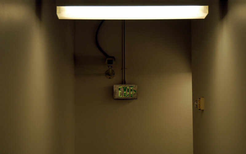 Exit sign in hallway