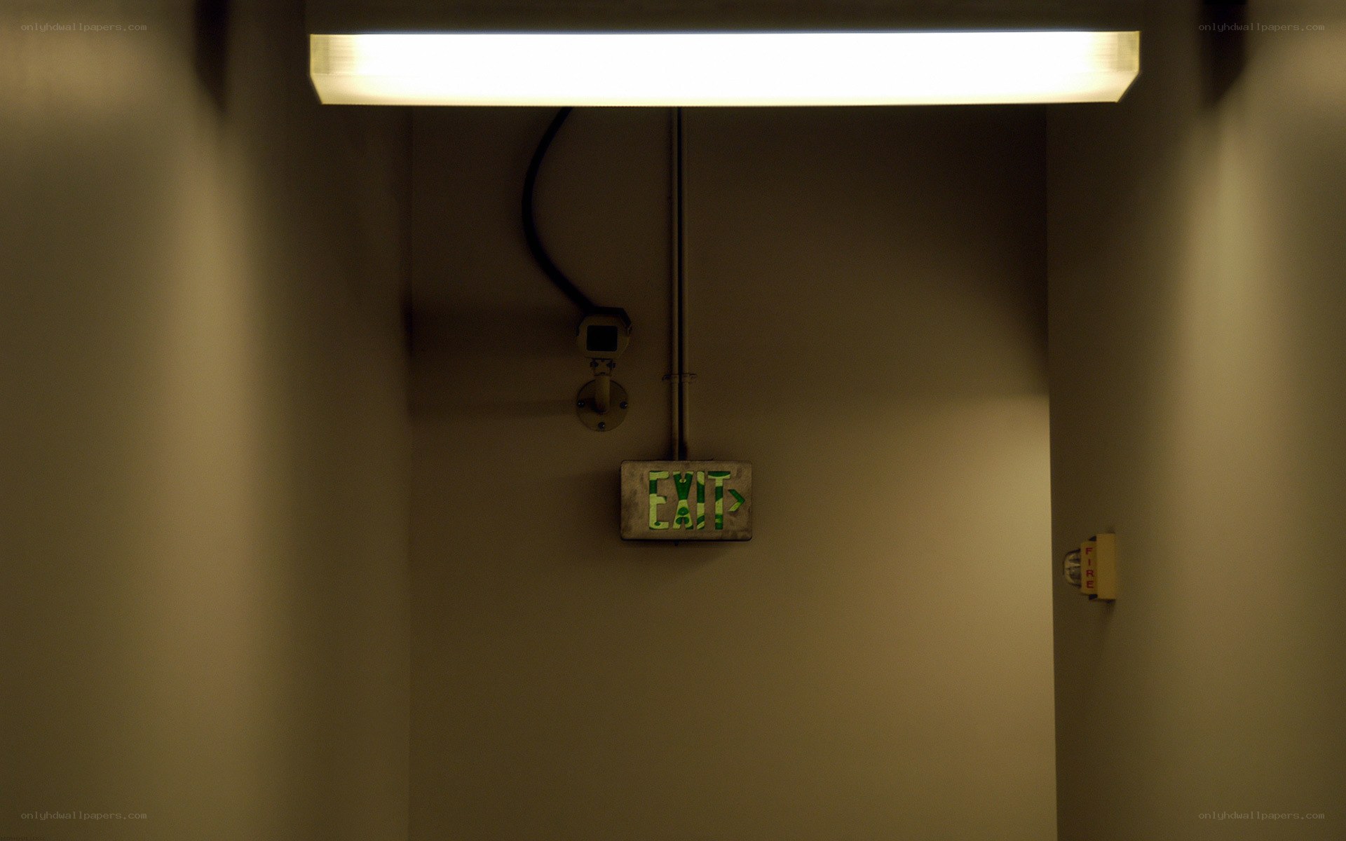 Exit sign in hallway
