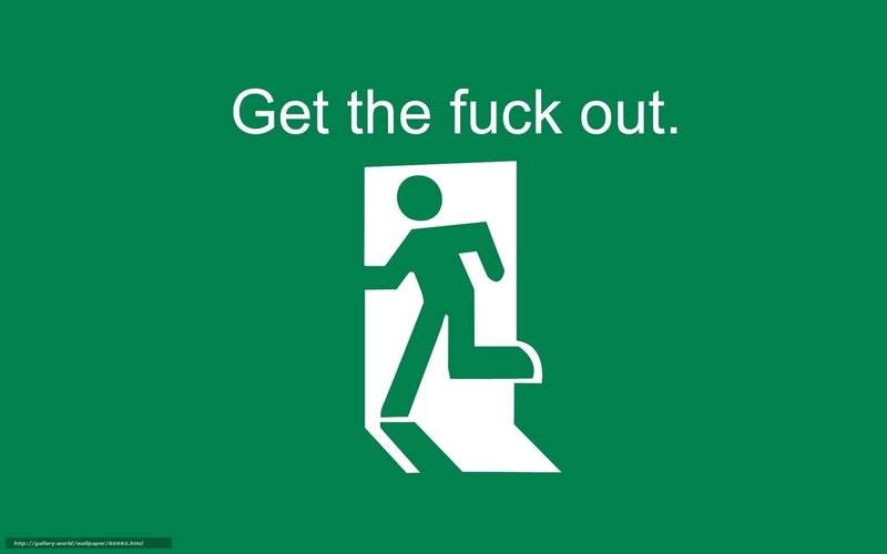Exit sign with profanity