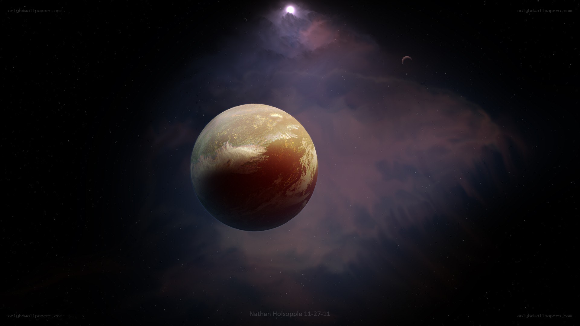 Exoplanet in a nebula