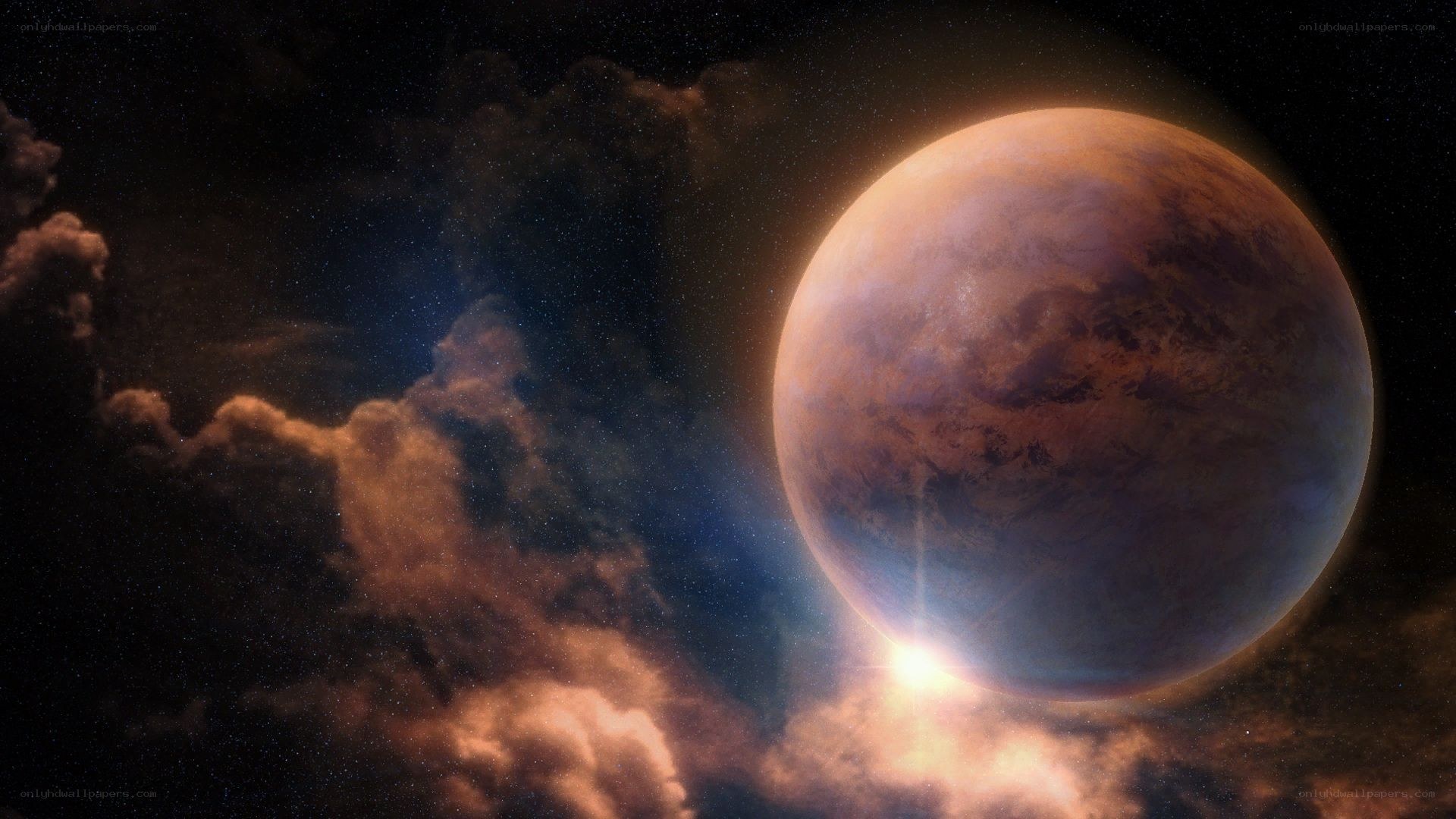 Exoplanet in a nebula