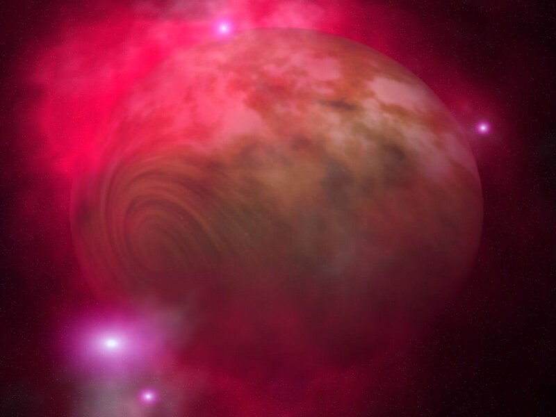 Exoplanet in Nebula — Red