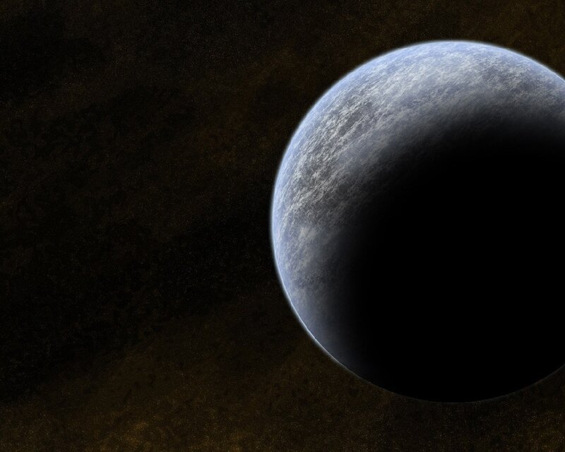 Exoplanet in Space — Black, Dramatic, 3d Render, Stars, Blue